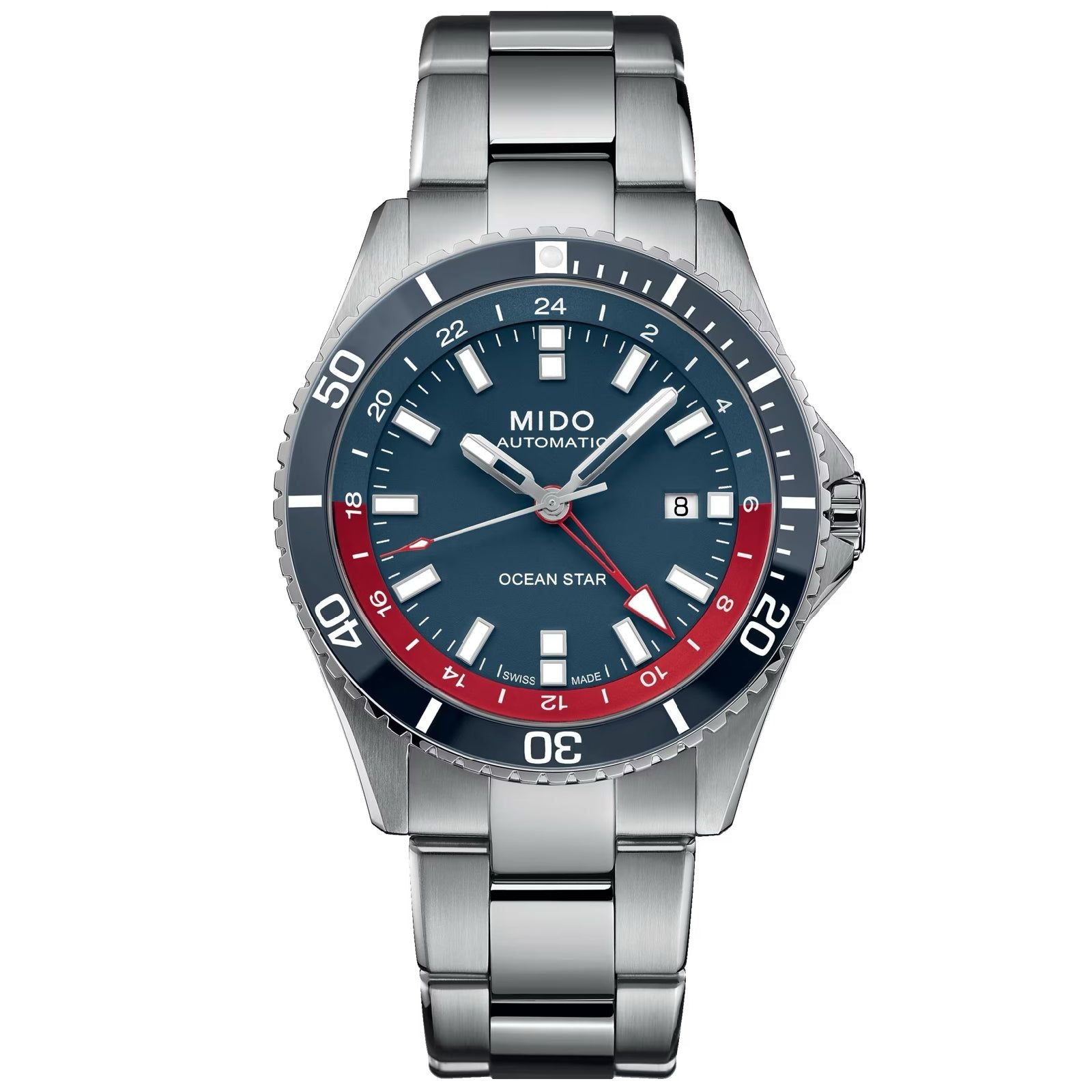 Orologio automatico uomo Mido Ocean Star GMT in acciaio quadrante blu 44 mm M0266291104100-1