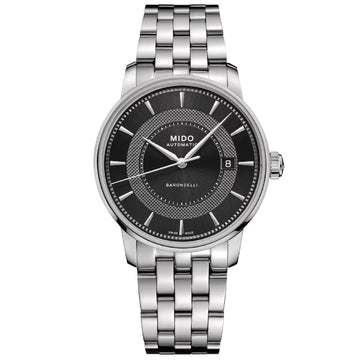 Orologio automatico uomo Mido Baroncelli acciaio quadrante nero cassa 39mm M0374071105101-1