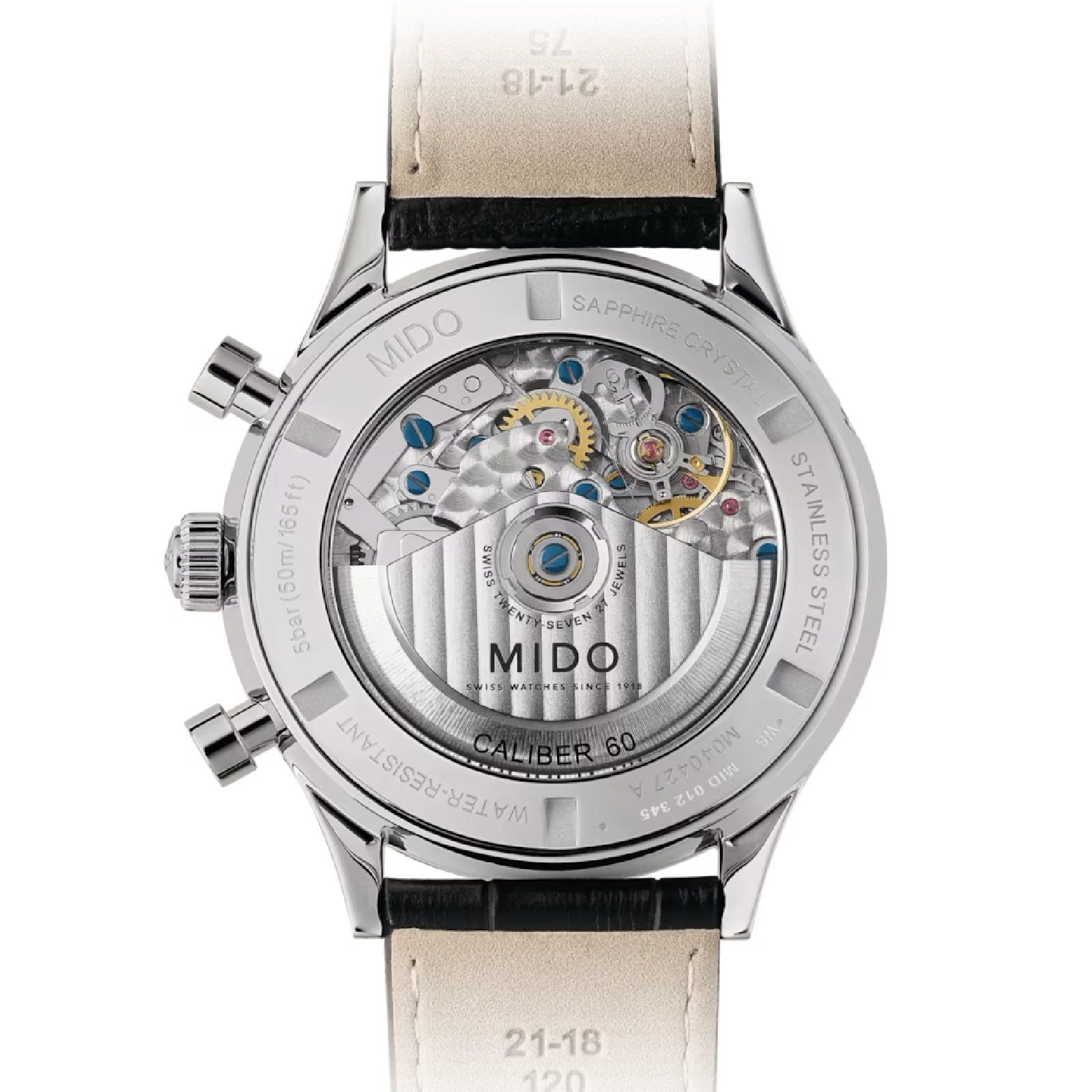 Orologio crono auto Mido Multifort uomo acciaio pelle nera datario riserva 60H M0404271605200-2