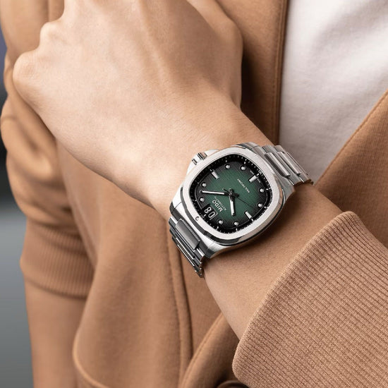 Orologio automatico Mido Multifort TV Big Date uomo acciaio verde datario riserva 80H M0495261109100-4