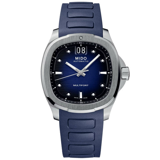 Orologio automatico Mido Multifort uomo acciaio gomma blu riserva 80H M0495261704100-1