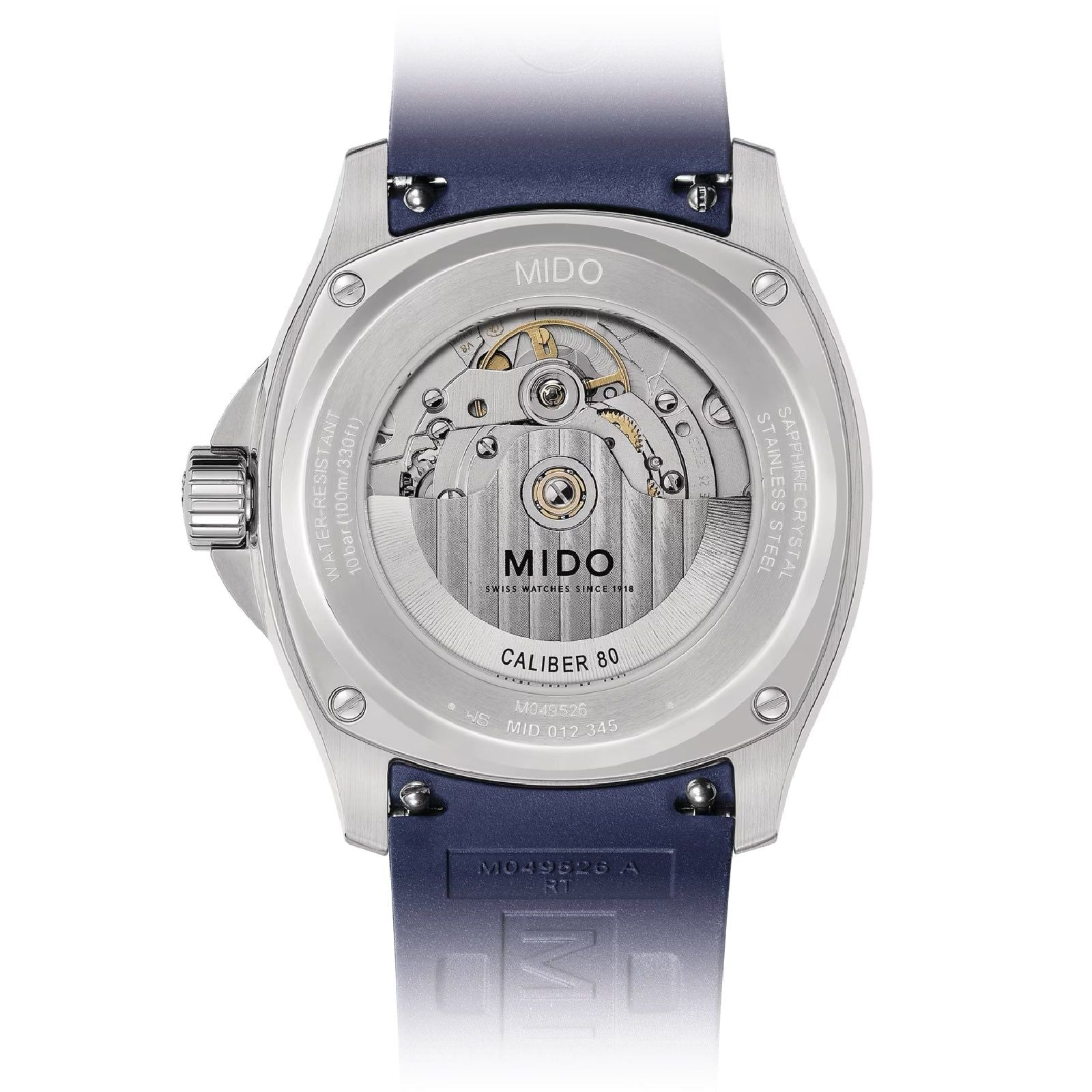 Orologio automatico Mido Multifort uomo acciaio gomma blu riserva 80H M0495261704100-2
