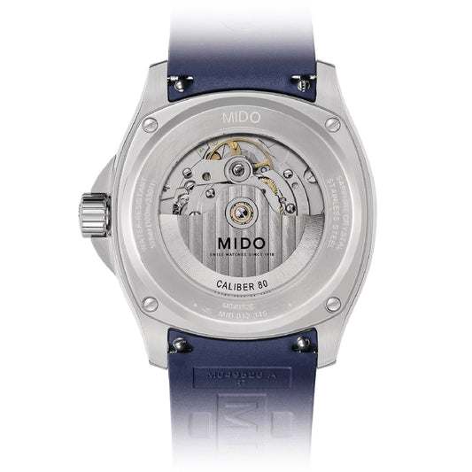 Orologio automatico Mido Multifort uomo acciaio gomma blu riserva 80H M0495261704100-2