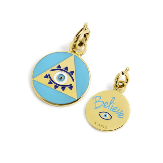 Charm Marlù realizzato in acciaio oro a forma di occhio MISURA UNICA