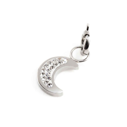 Charm Marlù realizzato acciaio a forma di luna cristalli MISURA UNICA