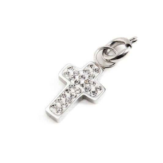 Charm Marlù realizzato acciaio a forma di croce cristalli MISURA UNICA