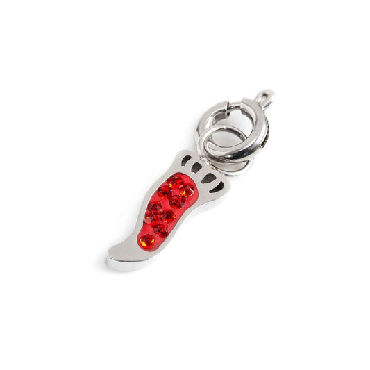 Charm Marlù realizzato acciaio rodiato a cornetto rosso MISURA UNICA