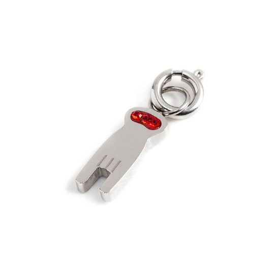 Charm Marlù realizzato in acciaio mano corna cristalli MISURA UNICA