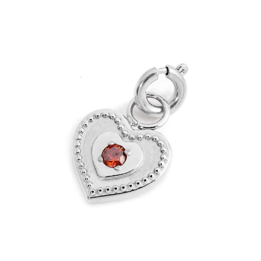 Charm Marlù realizzato in acciaio a cuore cristallo rosso MISURA UNICA