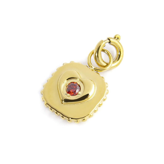 Charm quadrato Marlù in acciaio oro con cristallo rosso MISURA UNICA