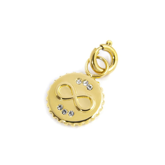 Charm Marlù realizzato in acciaio oro infinito e cristalli MISURA UNICA