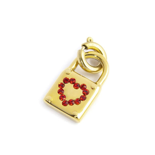 Charm Marlù realizzato in acciaio oro lucchetto e cristalli MISURA UNICA