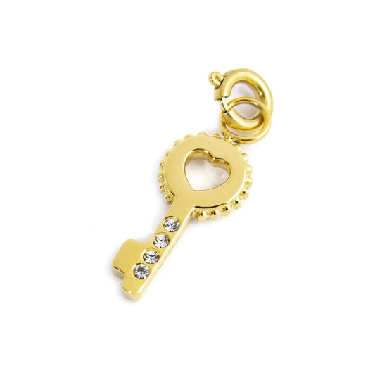 Charm Marlù realizzato in acciaio oro chiave e cristalli MISURA UNICA