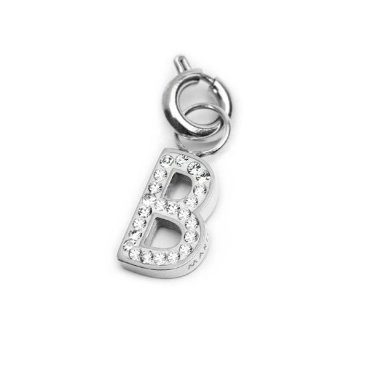 Charm Marlù in acciaio rodiato a lettera B con cristalli MISURA UNICA