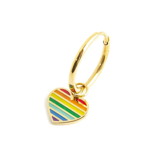 Mono orecchino Marlù acciaio dorato cuore multicolor MISURA UNICA