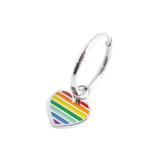 Mono orecchino Marlù acciaio rodiato cuore multicolor MISURA UNICA