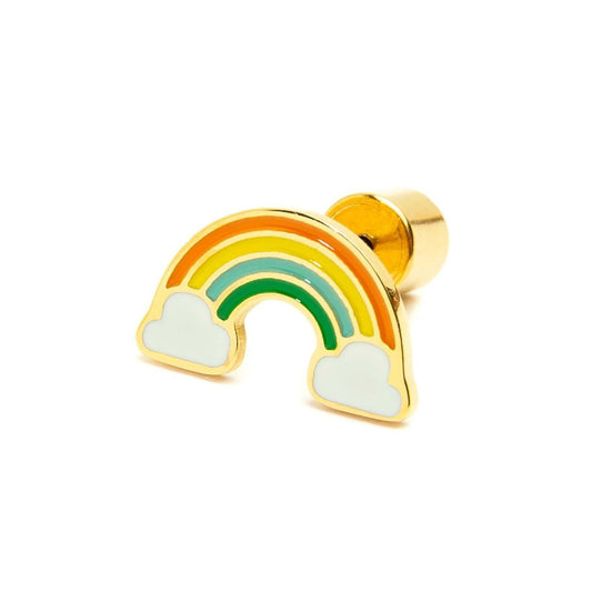 Mono orecchino Marlù acciaio oro arcobaleno multicolor MISURA UNICA
