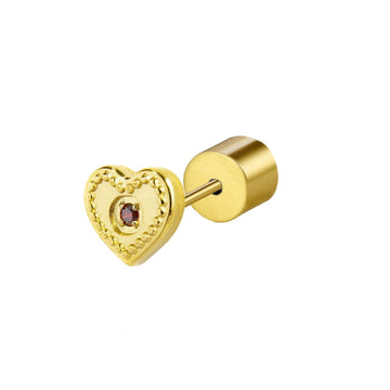 Mono orecchino a lobo Marlù in acciaio dorato a cuore MISURA UNICA