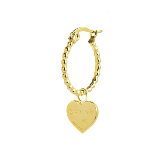 Mono orecchino cerchio Marlù in acciaio dorato a cuore MISURA UNICA