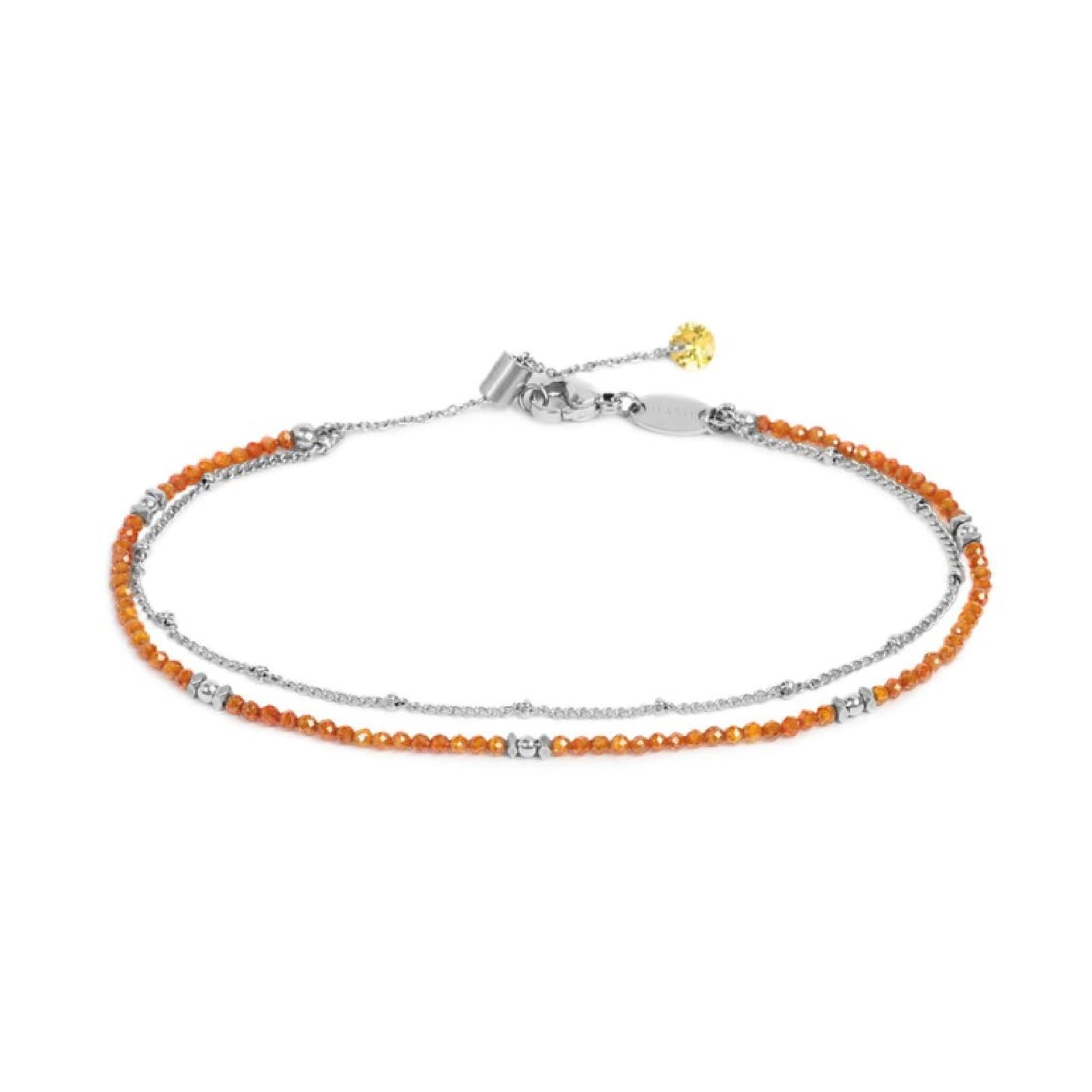Cavigliera Marlù catena in acciaio con zirconi arancioni MISURA UNICA