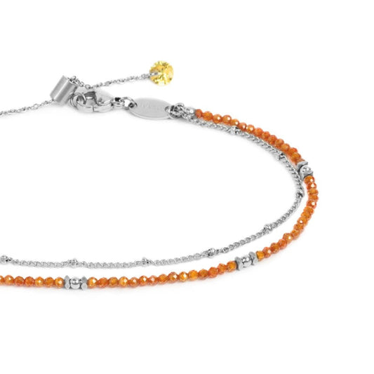 Cavigliera Marlù catena in acciaio con zirconi arancioni MISURA UNICA