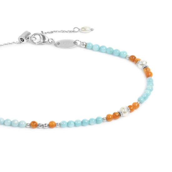 Cavigliera Marlù catena acciaio con madreperla colorata MISURA UNICA