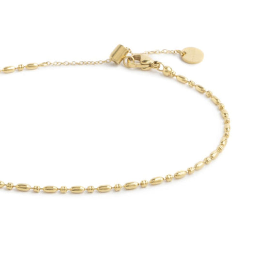 Cavigliera Marlù in acciaio dorato con sferette ovali MISURA UNICA