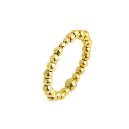 Anello elastico Marlù composto da sfere in ematite dorata M regolabile dalla 14 alla 18
