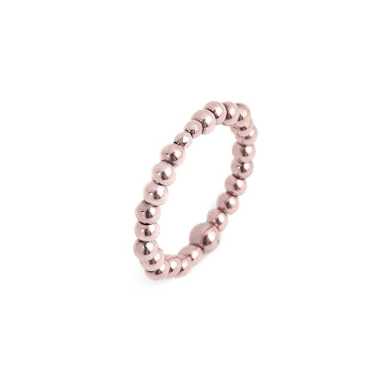 Anello elastico Marlù composto da sfere in ematite rosé M regolabile dalla 14 alla 18