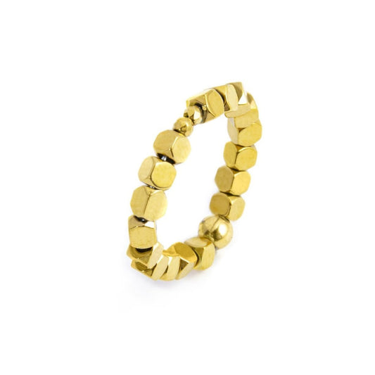 Anello elastico Marlù composto da cubi in ematite dorato S regolabile dalla 11 alla 15