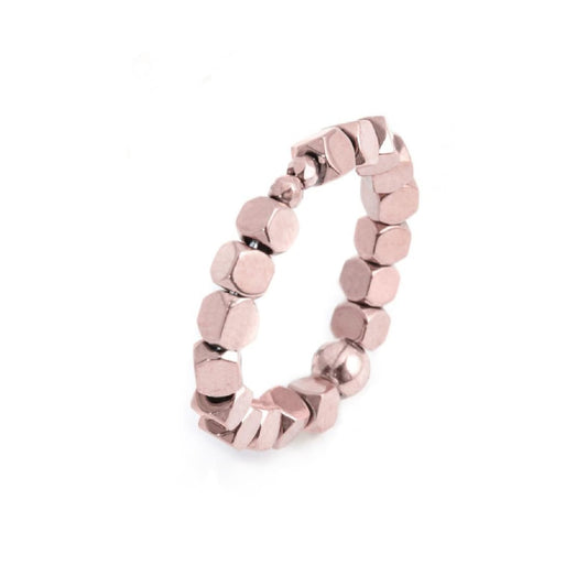 Anello elastico Marlù composto da cubi in ematite rosé M regolabile dalla 14 alla 18