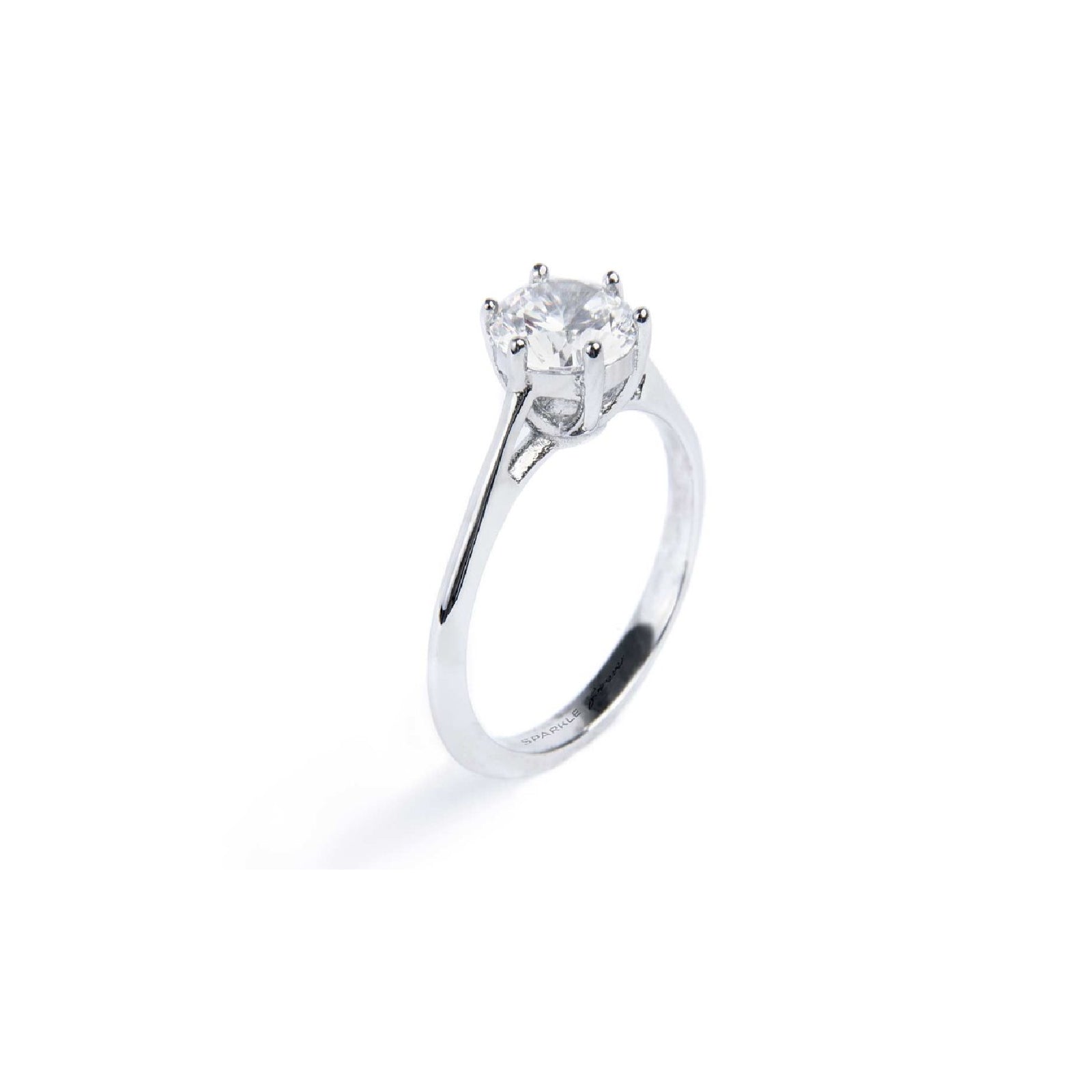 Anello solitario Marlù in acciaio con zircone bianco 6,25 mm 10
