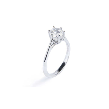 Anello solitario Marlù in acciaio con zircone bianco 6,25 mm 10