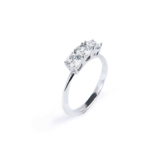 Anello trilogy Marlù in acciaio con zirconi bianchi 4,25 mm 10