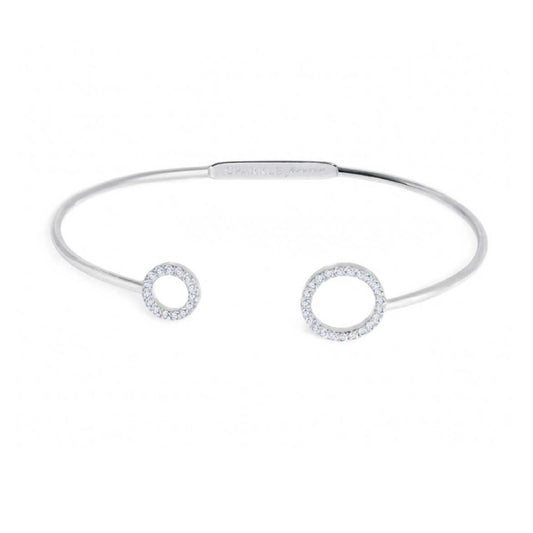 Bracciale rigido Marlù in acciaio con due cerchi e zirconi bianchi S