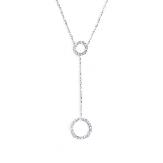 Collana girocollo Marlù in acciaio con due cerchi e zirconi MISURA UNICA