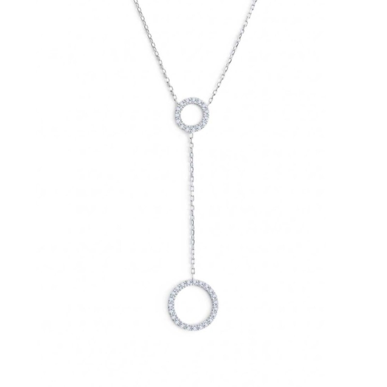 Collana girocollo Marlù in acciaio con due cerchi e zirconi MISURA UNICA