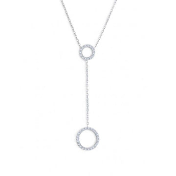 Collana girocollo Marlù in acciaio con due cerchi e zirconi MISURA UNICA