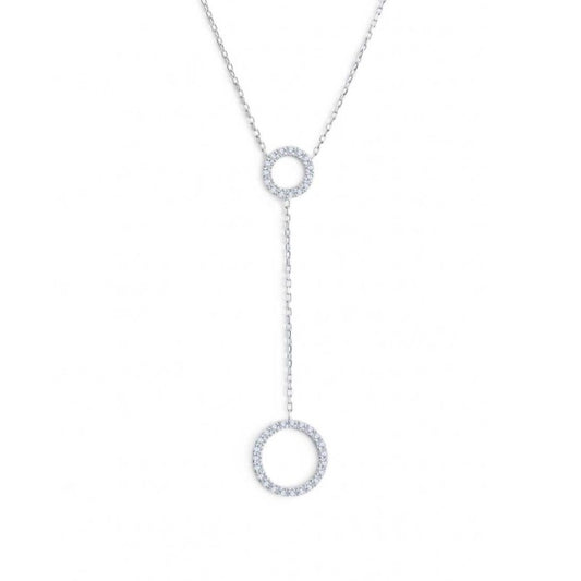 Collana girocollo Marlù in acciaio con due cerchi e zirconi MISURA UNICA