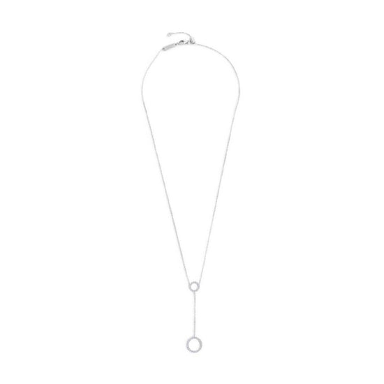 Collana girocollo Marlù in acciaio con due cerchi e zirconi MISURA UNICA