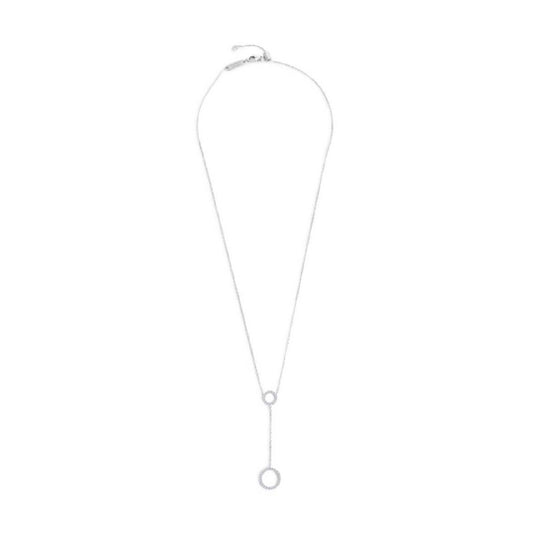 Collana girocollo Marlù in acciaio con due cerchi e zirconi MISURA UNICA