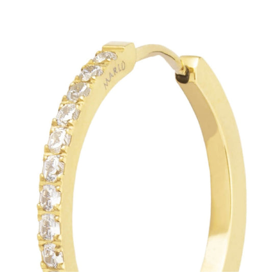 Mono orecchino cerchio 24mm Marlù in acciaio dorato e zirconi MISURA UNICA