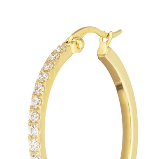 Mono orecchino cerchio 29mm Marlù in acciaio dorato e zirconi MISURA UNICA