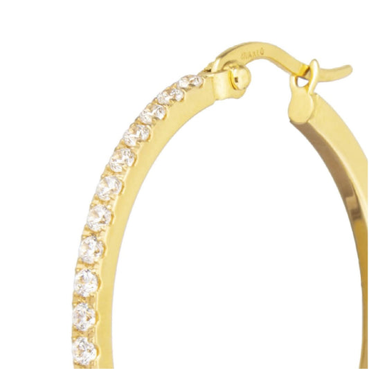 Mono orecchino cerchio 32mm Marlù in acciaio dorato e zirconi MISURA UNICA