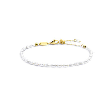 Bracciale catena da donna Marlù in acciaio dorato perle ovali Regolabile dalla 15 alla 19