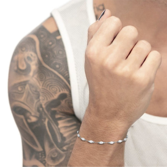 Bracciale catena da donna Marlù in acciaio con pallini e perle Regolabile dalla 15 alla 19