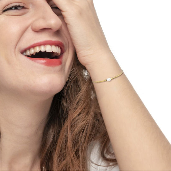 Bracciale catena snake da donna Marlù acciaio dorato con perla Regolabile dalla 15 alla 19