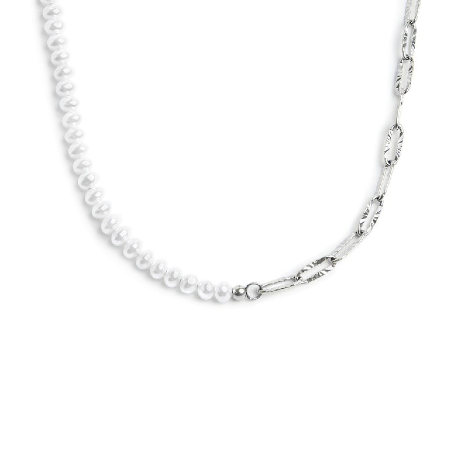 Collana In Argento 925 Placcato Rodio - Maglia Barbazzale 3mm (Lunghezza 40-61cm)