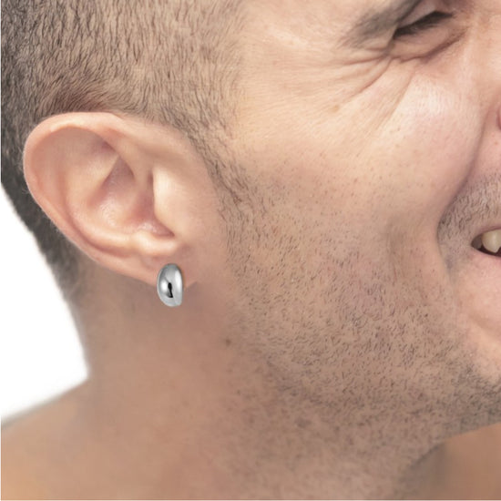 Orecchino lobo donna Marlù acciaio rodiato a forma ovale MISURA UNICA