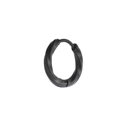 Mono orecchino a cerchio ritorto 15mm Marlù in acciaio nero MISURA UNICA